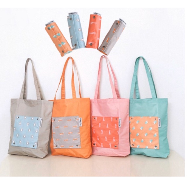 <B-005> S.arw store กระเป๋าผ้าพับได้ ถุงผ้า BAGCU ผ้าหนา มี 4 สี