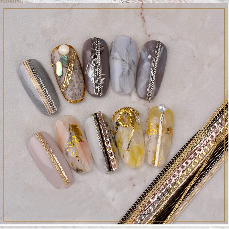 【WANKUO】โซ่ชุบไฟฟ้า สีทอง 50 ซม. สําหรับตกแต่งเล็บผู้หญิง DIY - รูปที่ 2