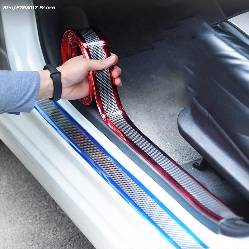 5CM 7CM Carbon Fiber Car Door Sill Anti Scratch Strip Cover Car Door