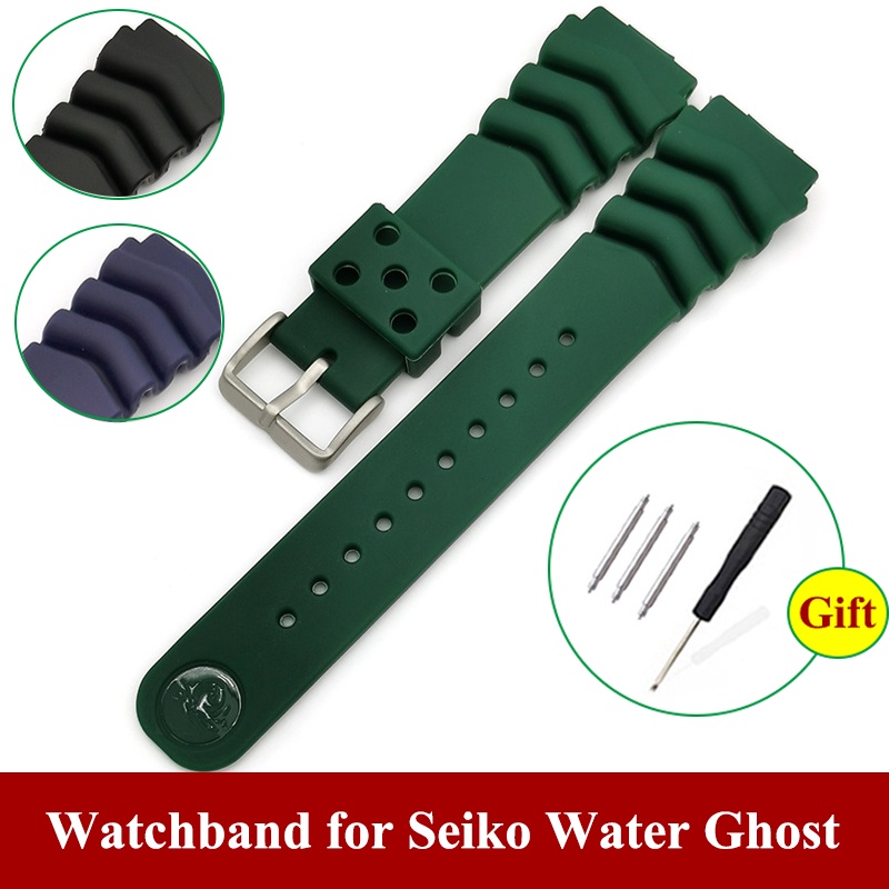 สายนาฬิกาข้อมือซิลิโคน เรซิน ขนาด 18 มม. 20 มม. 22 มม. พร้อมโลโก้ สําหรับ Seiko Water Ghost Diving Sport สําหรับผู้ชาย