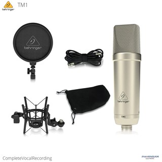 Behringer TM1  ชุดไมค์คอนเดนเซอร์จาก Behringer ที่มาพร้อมกับ shock mount, pop filter และสาย XLR-cable