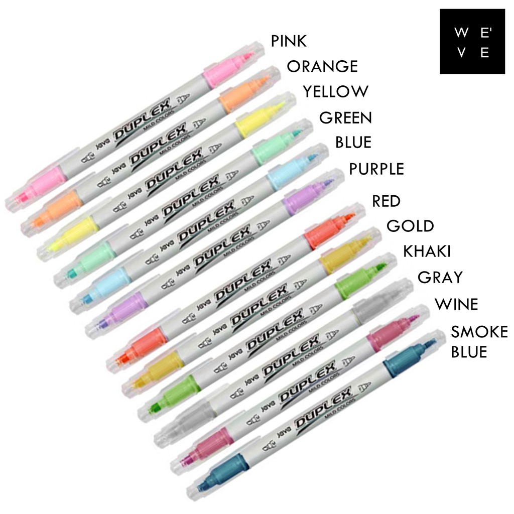 ปากกาไฮไลท์ 2 หัว สีพาสเทล JAVAPEN DUPLEX TWIN MILD COLORS 12 สี