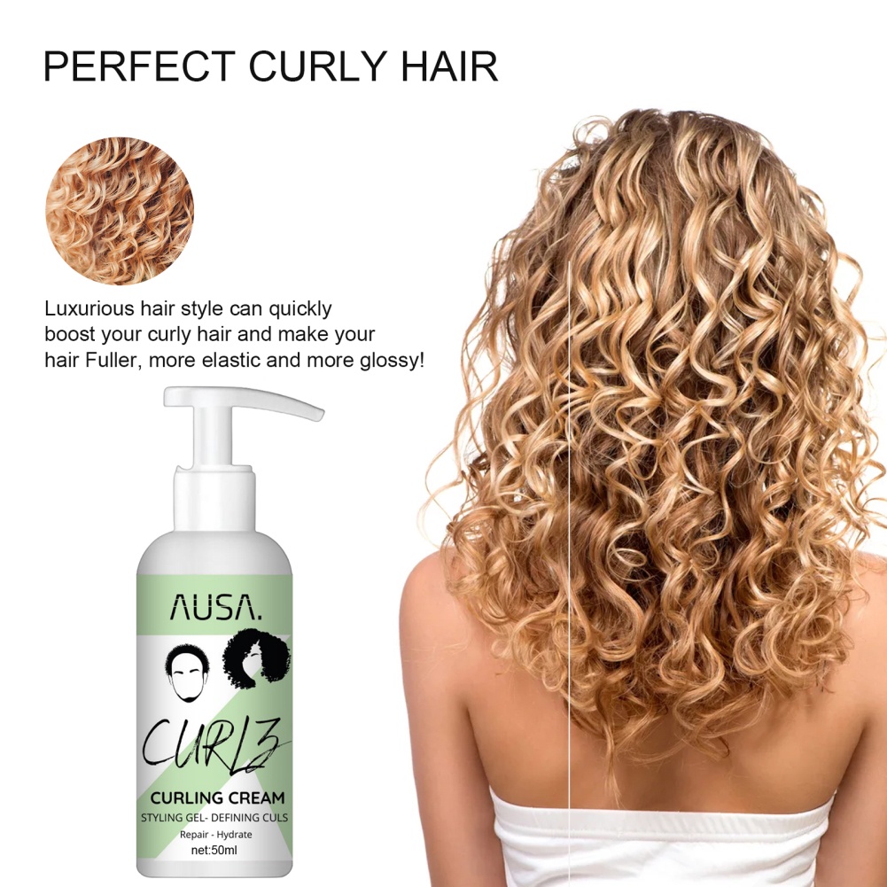 Ausa 50ml Curling essence เสริมคลื่น Curls Moisturizing Dinning Curls Enhancer ผมเสีย Curly Hair Elastin ครีม
