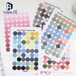 PIXELTH สติ๊กเกอร์วงกลม Round sticker สี earthtone โทนม่วง สติ๊กเกอร์สี พร้อมส่งในไทย ไม่รอนาน