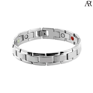 ANGELINO RUFOLO Healthy Magnetic Bracelet ดีไซน์ Curb Chain สร้อยข้อมือแม่เหล็ก Stainless Steel 316L(สแตนเลส) สีเงิน