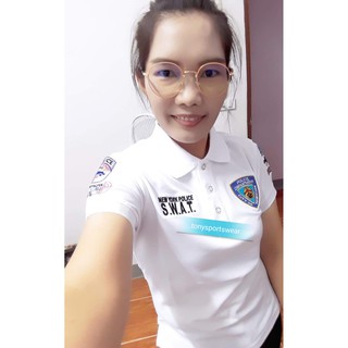เสื้อโปโลผู้หญิง สีขาว New York Police S.W.A.T