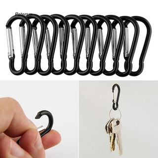 PTSM_10 Pcs Black Carabiner Camp Clip Hook for Outdoor Hiking Climbing Traveling