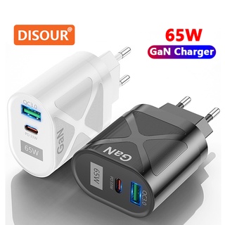 Disour ที่ชาร์จ GaN 65W PD QC3.0 ชาร์จเร็ว พอร์ต EU UK US