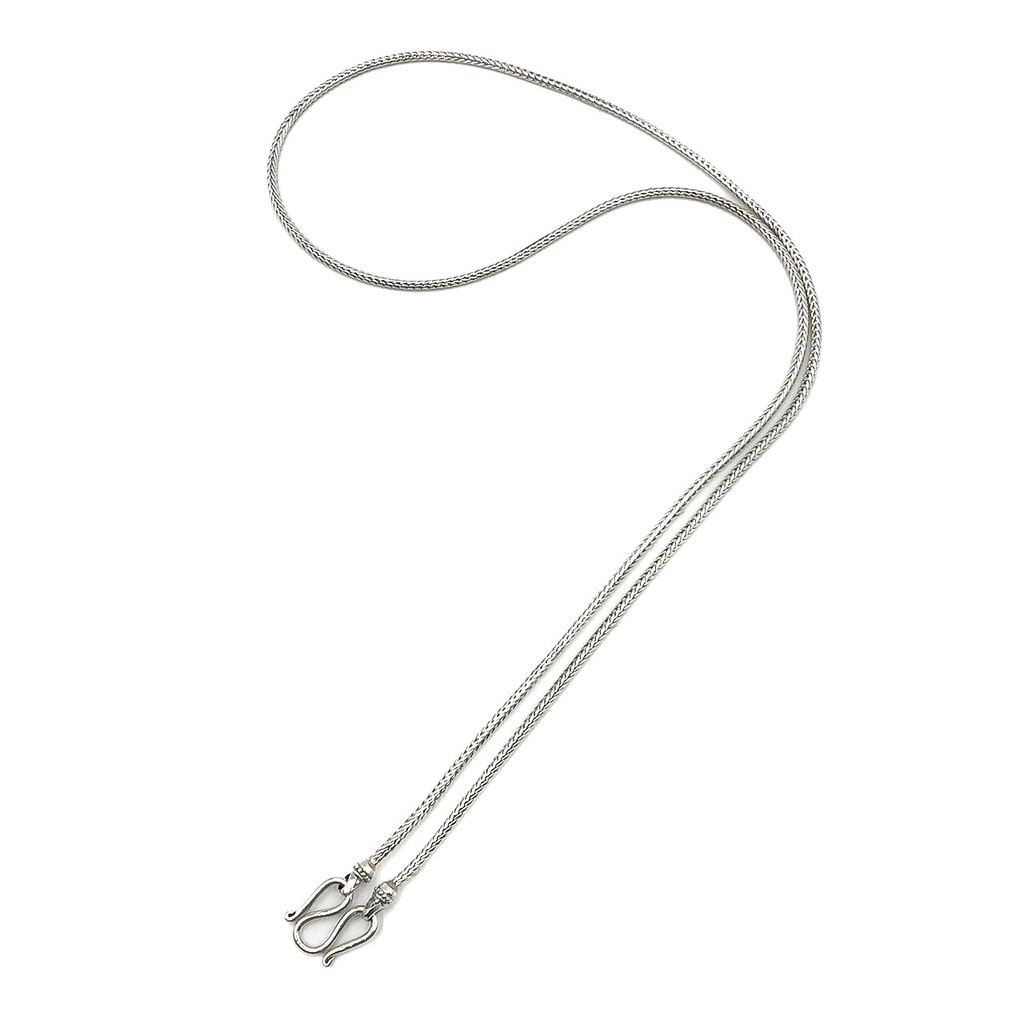 DSP สร้อยคอเงินถักลายกระดูกงูสี่เสากลม กระดูกมังกร เงินแท้ 925: DSP 925 Sterling Silver Braided Chai