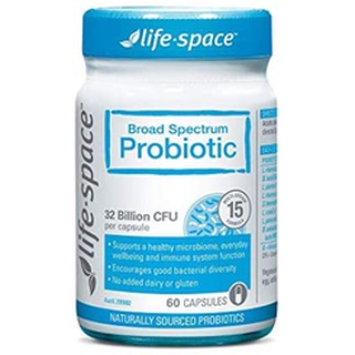 ดีที่สุด!!! วางใจได้ จุลินทรีย์มีชีวิต15สายพันธ์ุ 32 พันล้านตัว Life space Broad Spectrum Probiotic 60 Capsules