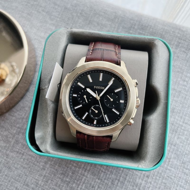 🆕️นาฬิกาผู้ชายFOSSIL Windfield Multifunction Brown Leather Watch BQ2593