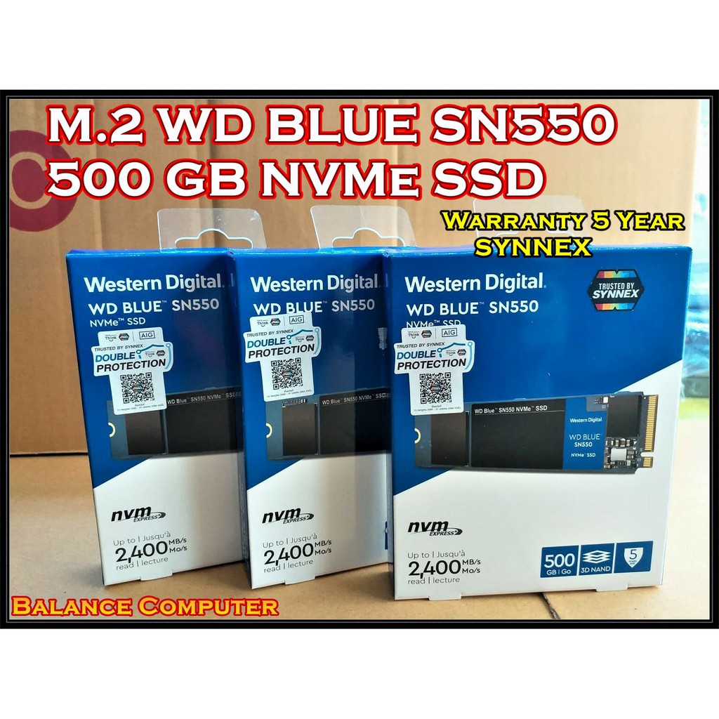 500 GB SSD (เอสเอสดี) WD BLUE SN550 PCIe/NVMe M.2 2280 (WDS500G2B0C)