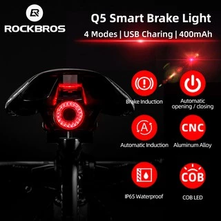 【TH Delivery】ROCKBROS ipx 6 จักรยานกันน้ำไฟ LED ไฟท้ายพร้อมเบรกรับประกันแสงหลายโหมดไฟขี่