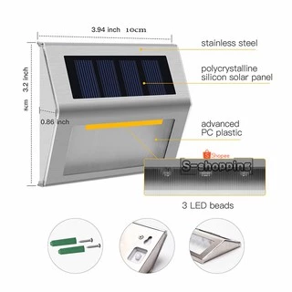 Warm white light LTD3-Y Solar light 3 LED ติดบันไดหน้าบ้าน รั้วบ้าน เพิ่มความสวยงาม สีเงิน