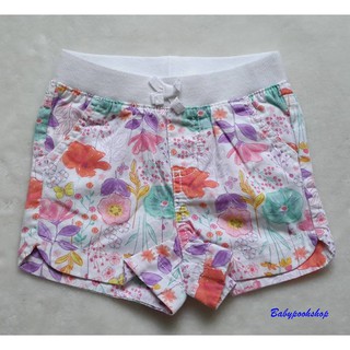 CHEROKEE : กางเกงขาสั้น เอวยางยืด ลายดอกไม้ สีขาว Size : 12m / 18m