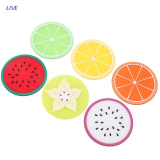 Live แผ่นรองแก้ว ซิลิโคน หลากสี สําหรับวางแก้วเครื่องดื่ม บนโต๊ะอาหาร 6 ชิ้น