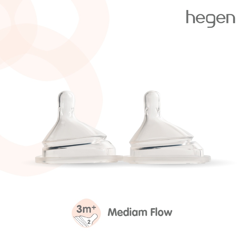 Hegen จุกนม #2 Medium Flow น้ำนมไหลปานกลาง แพ็ค 2 ชิ้น สำหรับ 3 เดือน+
