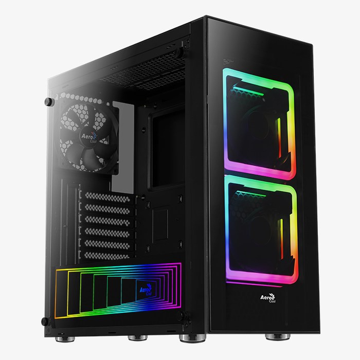 Aerocool Tor Mid-Tower RGB PC Gaming Case, ATX, ARGB Plate, 10-Port Fan Hub with PWM, 2 x 140mm #เคส