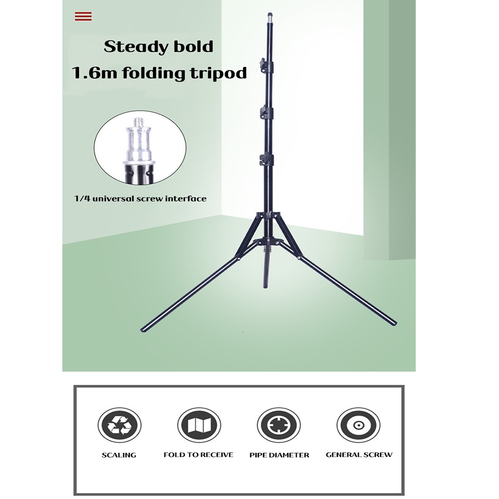 Professional ปรับ 1.6M(63in) ขาตั้งไฟขาตั้งกล้อง 1/4 หัวสกรูสําหรับสตูดิโอถ่ายภาพแฟลชถ่ายภาพ