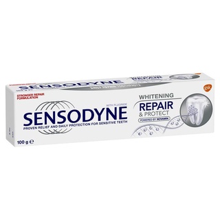 Sensodyne whitening repair &amp; protect 100 g. เซ็นโซดายน์ ผสมฟลูออไรด์ ลดอาการเสียวฟัน