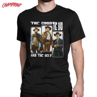 ใหม่ เสื้อยืดแขนสั้น ผ้าฝ้าย 100% พิมพ์ลาย The Good The Bad And Ugly สไตล์คาวบอย สําหรับผู้ชาย และผู้หญิงS-5XL