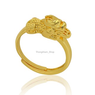 แหวนปี่เซียะ แหวนสีทองปรับได้ ชุบทอง18k. ช่วยเก็บทรัพย์ เรียกเงินเรียกทอง ค้าขายร่ำรวย แหวนมงคล#114