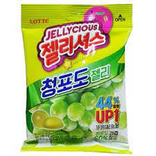 lotte green grape jelly เยลลี่กัมมี่องุ่นเขียว 청포도맛 젤리셔스 72g