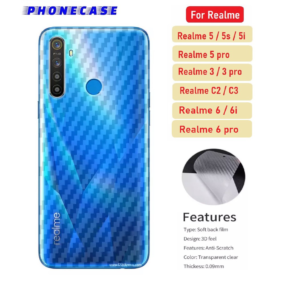 ราคาส่ง ฟิล์มหลัง ฟิล์มเคฟล่า Realme 5 / 5s /5i Realme 5pro Realme6 / 6i / 6pro Reame 3Pro Realme C1 C2 C3 ฟิล์ม