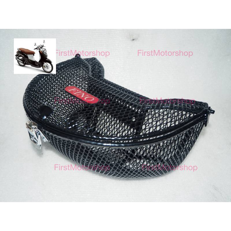 ตะกร้า FINO รุ่นคาบู รุ่นแรก ถึง รุ่นเกจ์แยก Yamaha ทรงหน้ามน มีฝาปิดบน สีดำ พร้อมชุดขายึด สินค้าใหม่ไทย Firstmotorshop
