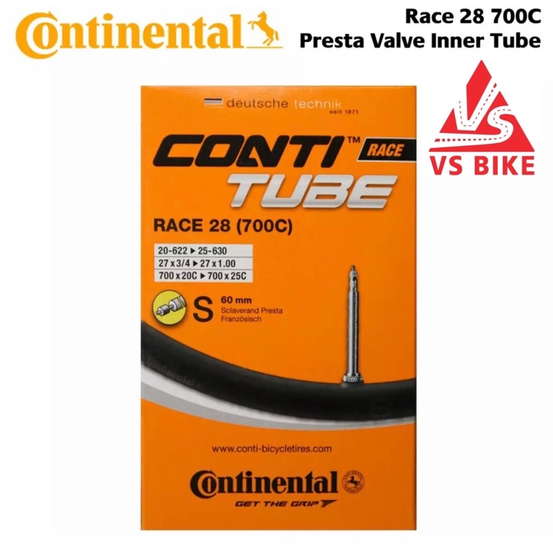 ยางใน Conti Tube 700x20/25c ยางในจักรยานเสือหมอบ Continental Race Tube สามารถถอดวาล์วได้