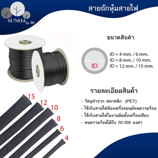 สายถักหุ้มสายไฟ 4-20 mm. [มีของพร้อมจัดส่งทุกขนาด]