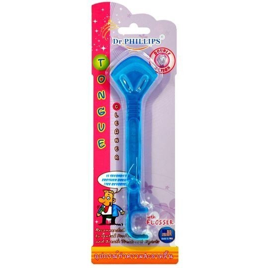 Dr-Phillips ที่ขูดลิ้น พร้อมไหม TUNGUE CLEANER WITH FLOSSER