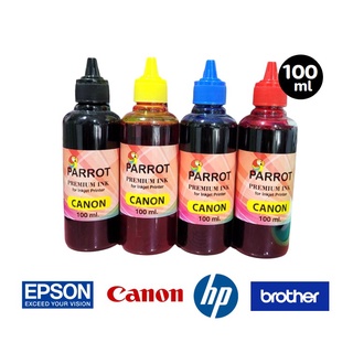 หมึกเติมเครื่องพิมพ์ 100 มล.ตรา Parrot เติมเครื่องพิมพ์ Canon HP Espon และ Brother ผลิตที่ USA หมึกเติม canon หมึกเติม HP หมึกเติม brother หมึกเติม epson หมึกเติมแทงค์ canon