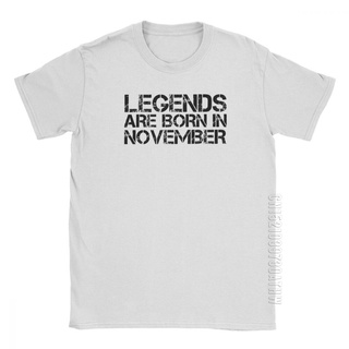 เสื้อยืดผ้าฝ้าย พิมพ์ลาย Legends Are Born In November สไตล์วินเทจ ย้อนยุค ของขวัญวันเกิด สําหรับผู้ชายS-5XL