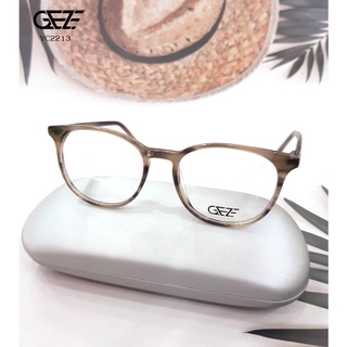 กรอบแว่นตา GEZE รุ่น YC2213 เต็มกรอบสีเทาลาย ขาสปริง น้ำหนักเบา ใส่สบาย Vintage