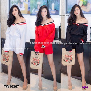 Set เสื้อเปิดไหล่+กางเกงขาสั้น KP10367