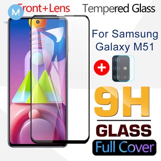 2-in-1 ฟิล์มกระจกนิรภัยกันรอยหน้าจอ และเลนส์กล้อง แบบเต็มจอ สําหรับ Samsung Galaxy M51 M31 M30 M30S M21 M20 M11 M10 M01