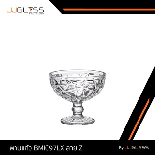 JJGLASS - [ กล่องละ 4 ใบ ] ถ้วยไอศกรีม ถ้วยไอติม พานไหว้พระ พานคริสตัล พานพุ่ม พานทรงลึก พานใส พานใส่ของ พานแก้วอเนกประสงค์ ลาย Z สูง 10.5 ซม. (078912)