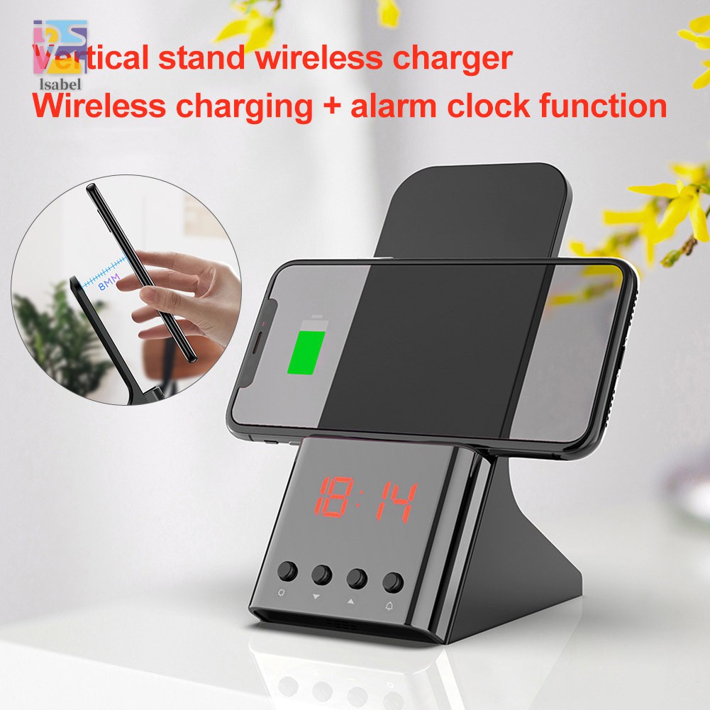 Fast Wireless Charger with Alarm Clock Stand Charging for iPhone 8 X XS