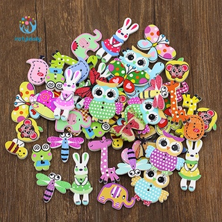 ✌Iy 50x Mixed Animal 2 Holes Wooden Buttons Sewing Craft Scrapbooking DIY