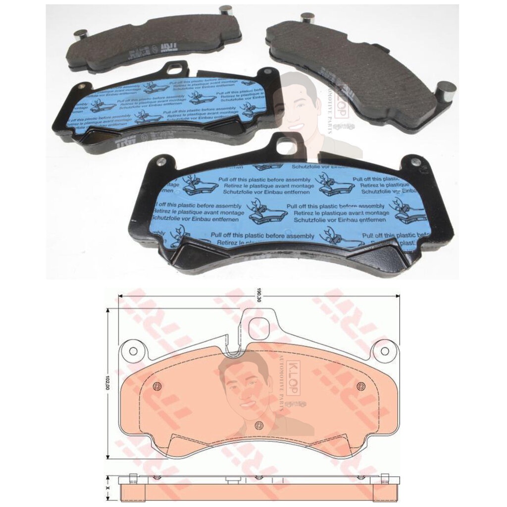 GDB1779 ผ้าเบรค-หน้า(TRW) (เนื้อผ้า COTEC) PORSCHE 911 (997) GT-3 '03-'06