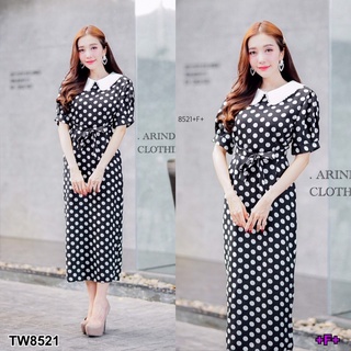 👗Pfashion [ส่งไว!!🚛] P8521  เดรสคอปกลายจุด  polka dot collar dress