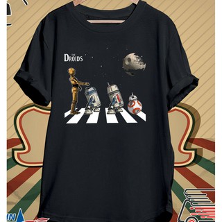 Men Printing T Shirt Star Wars Beatles Abbey Road Droids Christmas Giftเสื้อยืดสวยๆ