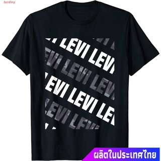 terdiny ลีวายส์ เสื้อยืดผู้ชายและผู้หญิง Mens Diagonal Levi Pattern Design Gift Grey Camouflage Print T-Shirt levis Men