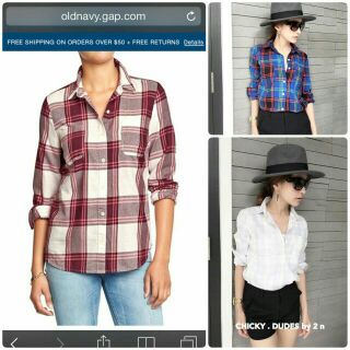 Old Navy  Shirts 3 colors  เทา, น้ำเงิน, แดง เชิ้ตลายตาราง