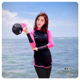 B610 ชุดว่ายน้ำแขนยาว ไซร์ M-2XL กัน UV 50%
