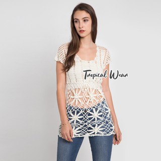 Tropical Wear เสื้อเบลาส์ Ferris Wheel Crochet Cap-Sleeved