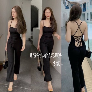 จั้มสูทขายาว ผ้ายืดตามสัดส่วน ดีเทลด้านหลัง แซ่บมากกกก ร้อยเชือกด้านหลังนะค้า