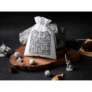 Roll the Dice Black on White Bag (Number 18) | ถุงผ้ากำมะหยี่สำหรับ บอร์ดเกมส์ | Dungeons and Dragons Dice | DnD Dice Se