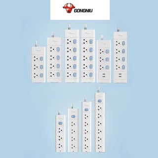 Gongniu ปลั๊กไฟ ปลั๊กพ่วง สายยาว 3-5เมตร ของแท้ พร้อมสวิตช์แยกปลั๊ก 3-6 socket 3/5 /เมตร มอก. คุณภาพดี